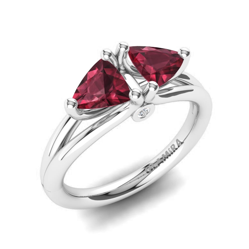 White Silver Garnet Ring Arisu
