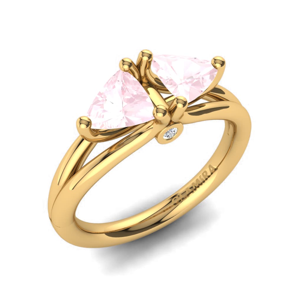 14ct Yellow Gold Rose Quartz Ring Arisu