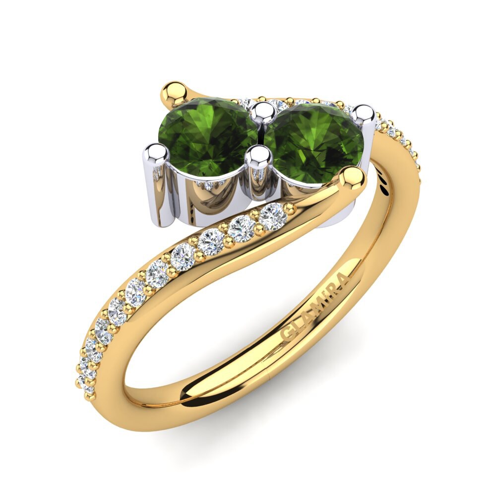 9ct Yellow & White Gold Green Tourmaline Ring Armanie