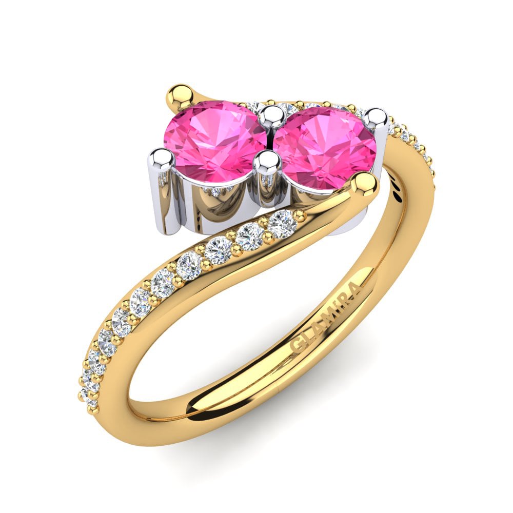 9ct Yellow & White Gold Pink Tourmaline Ring Armanie