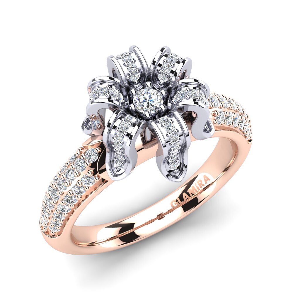 Oro Rosso & Bianco 585 Zircone Anello Atalente