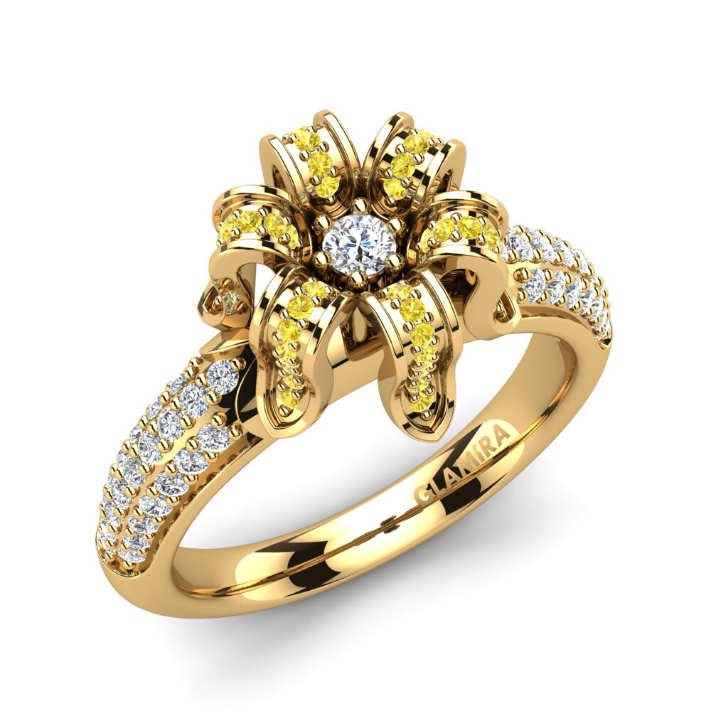 Or Jaune 9k Saphir Jaune Bague Atalente