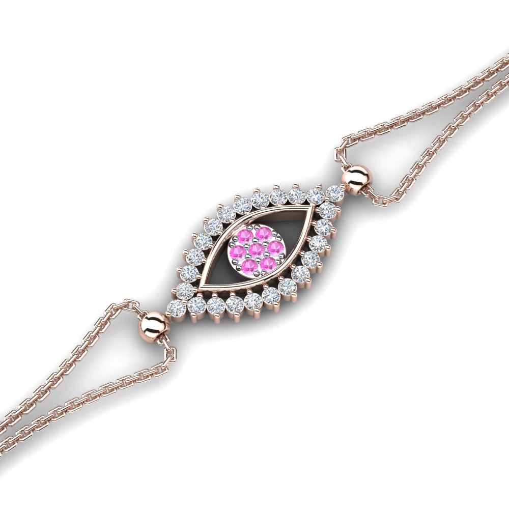 9ct Rose & White Gold Pink Tourmaline Women's Bracelet Athole