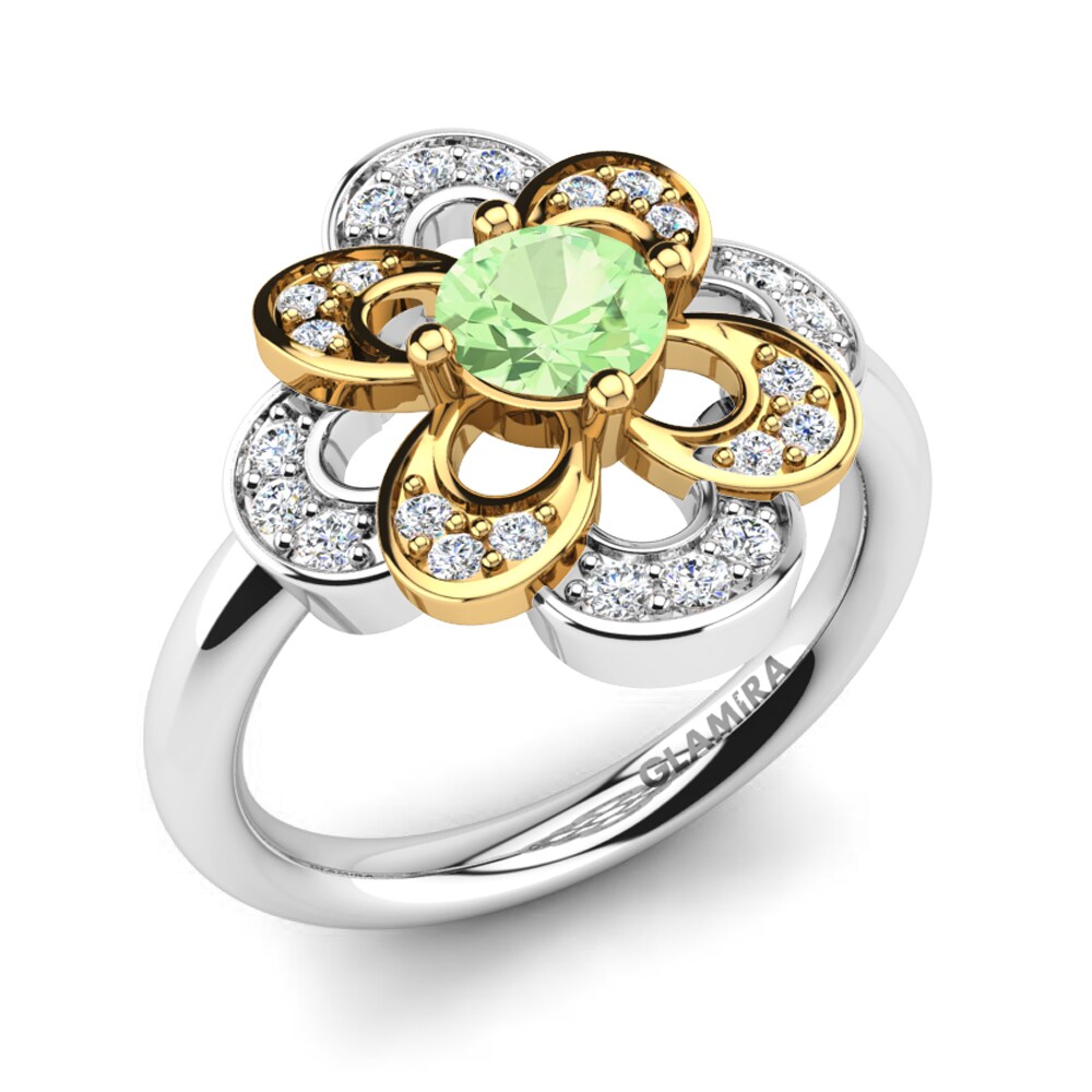 18ct White & Yellow Gold Green Amethyst Ring Aubina