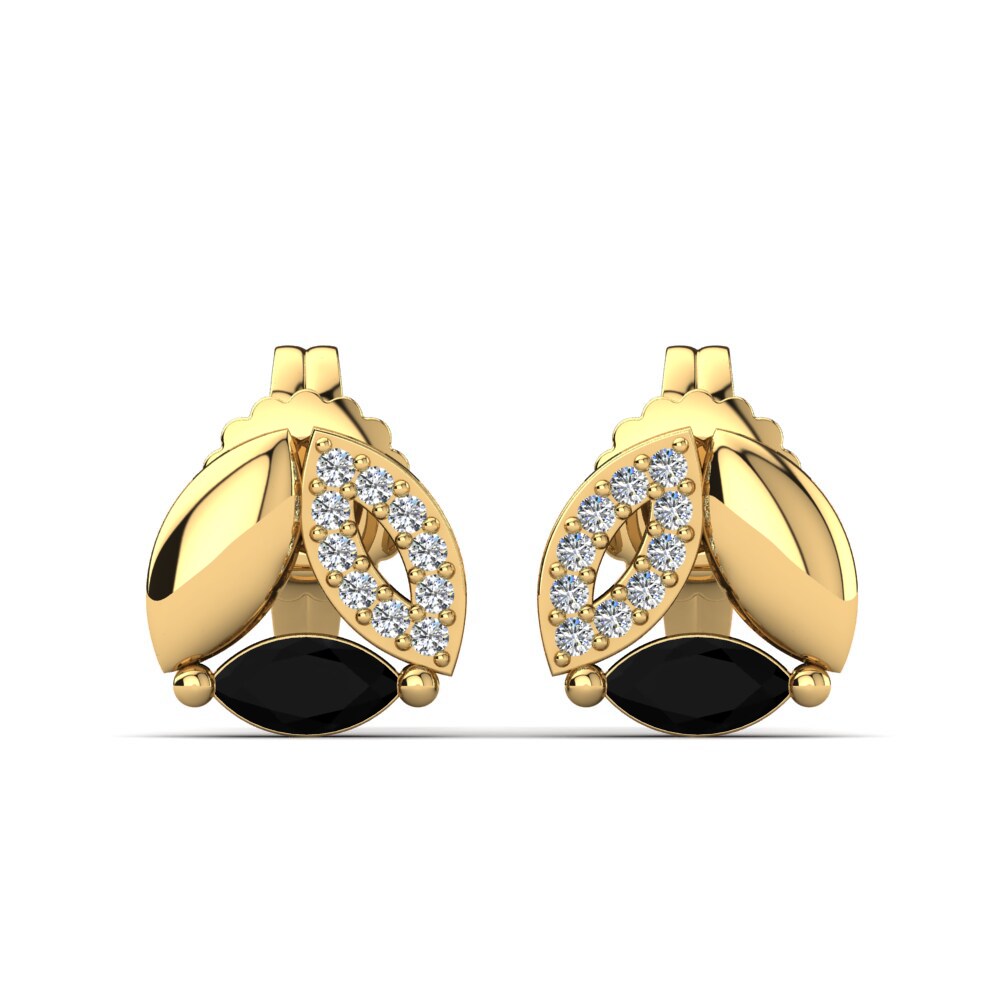 Studs Earrings GLAMIRA Audriana 585 Yellow Gold Black Diamond