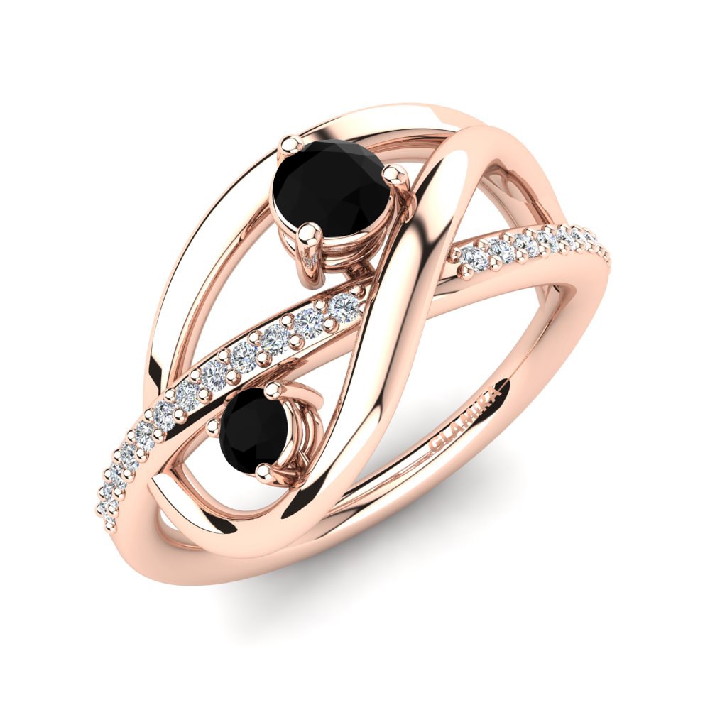 Oro Rosso 585 Diamante Nero Anello Ayelanis
