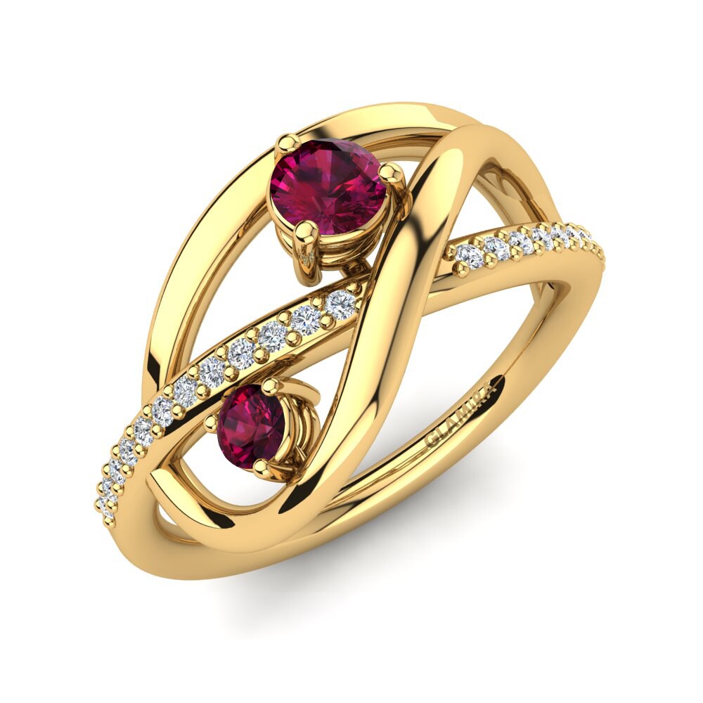 Or Jaune 9k Grenat de Rhodolite Bague Ayelanis