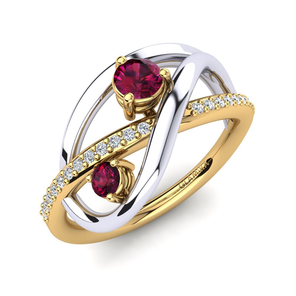 9ct Yellow & White Gold Rhodolite Garnet Ring Ayelanis