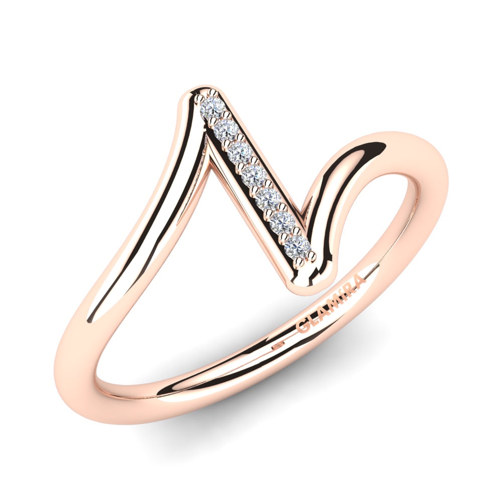 14k Oro Rosa Diamante cultivado en laboratorio Anillo Azolla