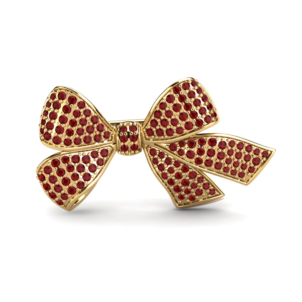 Gelbgold 375 Roter Zirkonia Brosche Snood