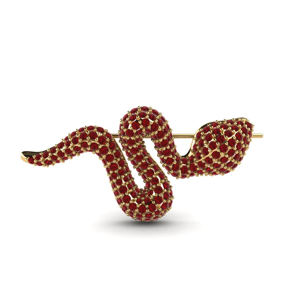 Gelbgold 375 Roter Zirkonia Brosche Serpente