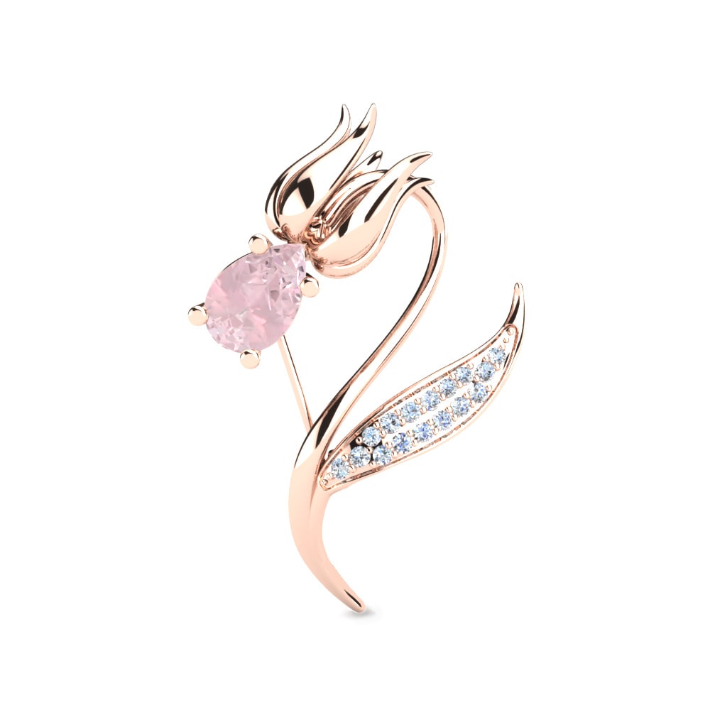 9k Rose Gold Rose Quartz Brooch Tulip