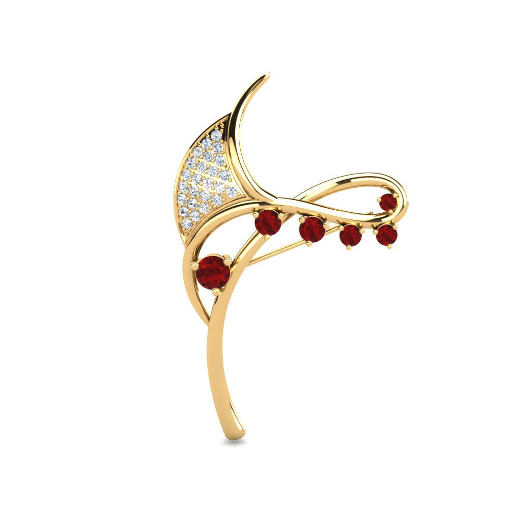 Gelbgold 375 Roter Zirkonia Brosche Monile