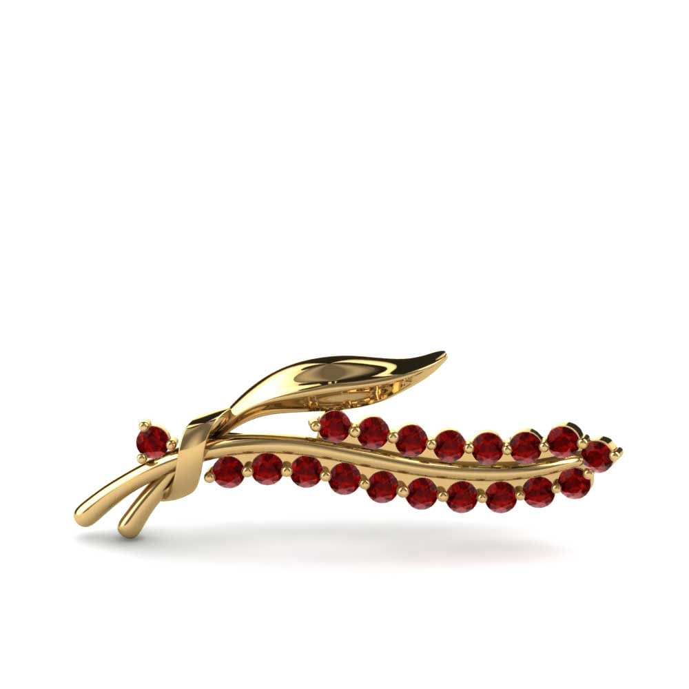 Gelbgold 375 Roter Zirkonia Brosche Carlen