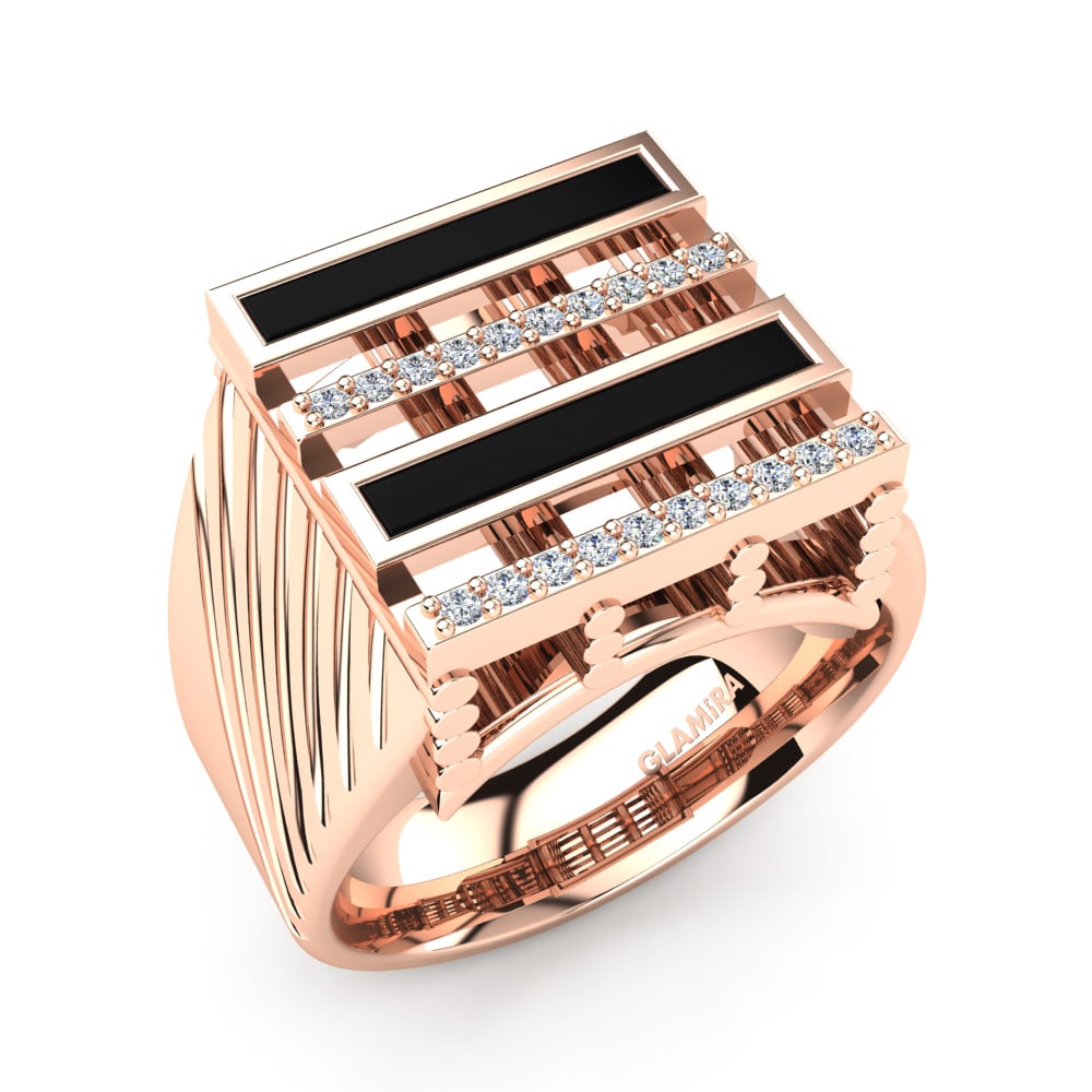Rotgold 375 Diamant Herrenring Bartoni