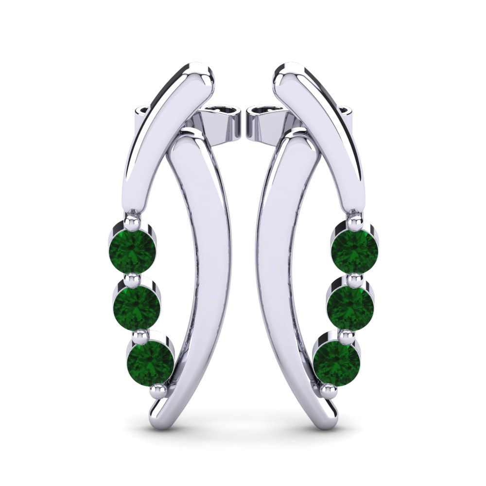Studs Earrings GLAMIRA Beder 585 White Gold Emerald