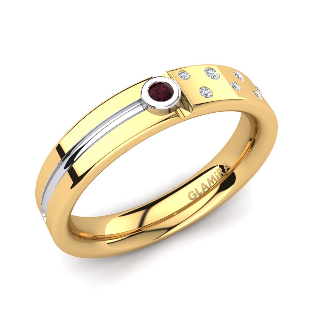 9ct Yellow / White Gold Garnet Men's Ring Bellanca