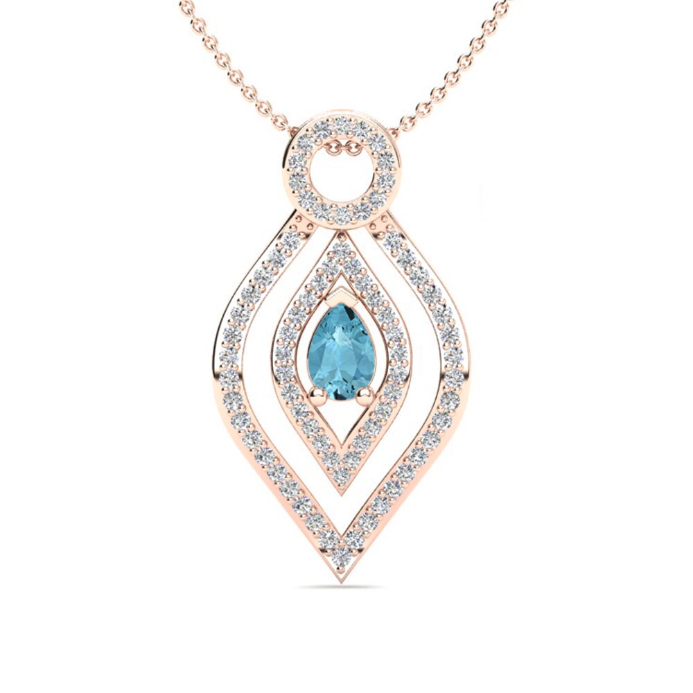 18ct Rose Gold Pear Aquamarine Women's Pendant Benigna