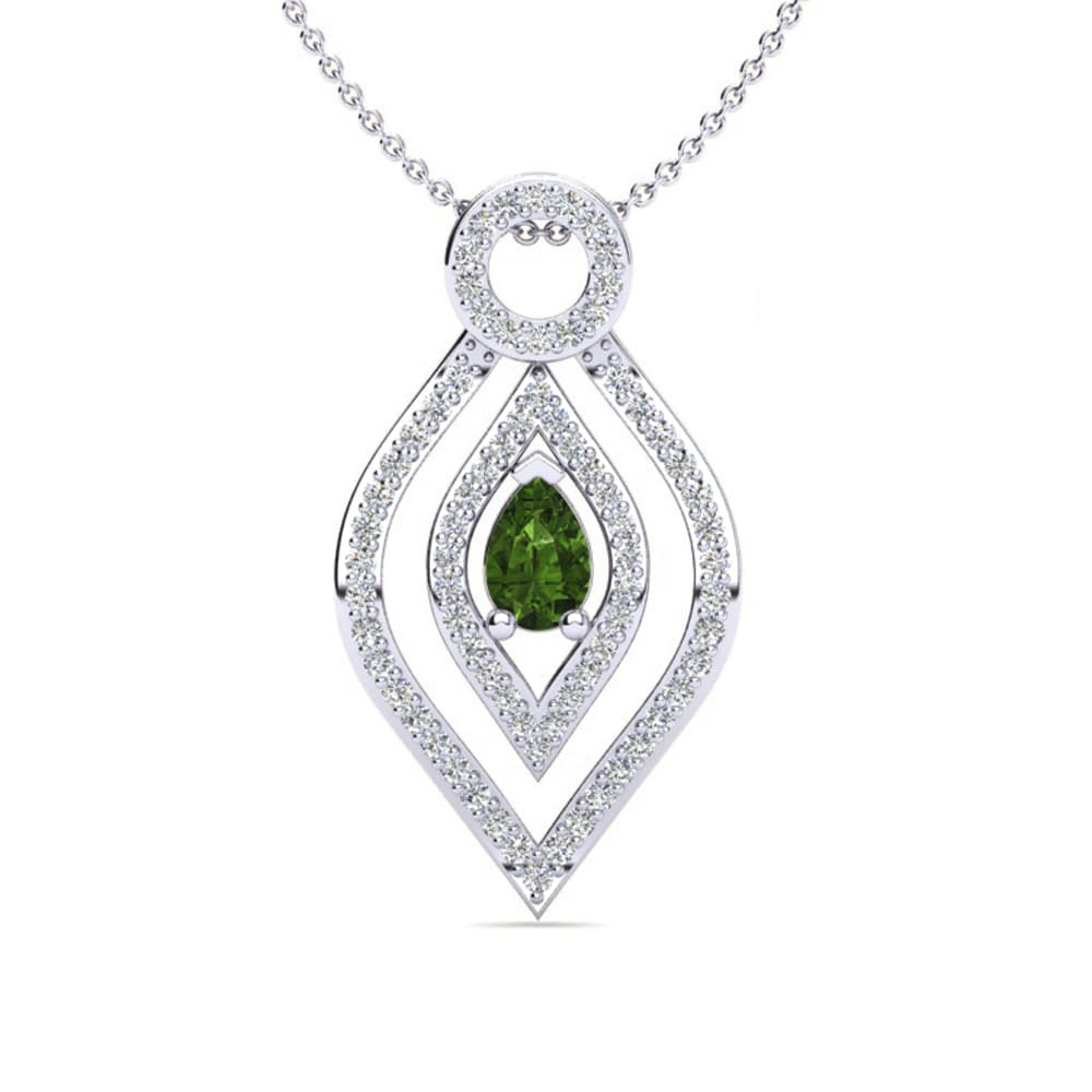 9ct White Gold Green Tourmaline Women's Pendant Benigna