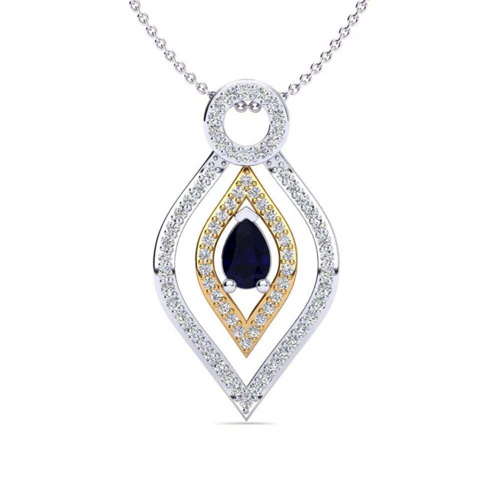 Dây chuyền Vàng Trắng-Vàng 9K Đá Sapphire Vintage