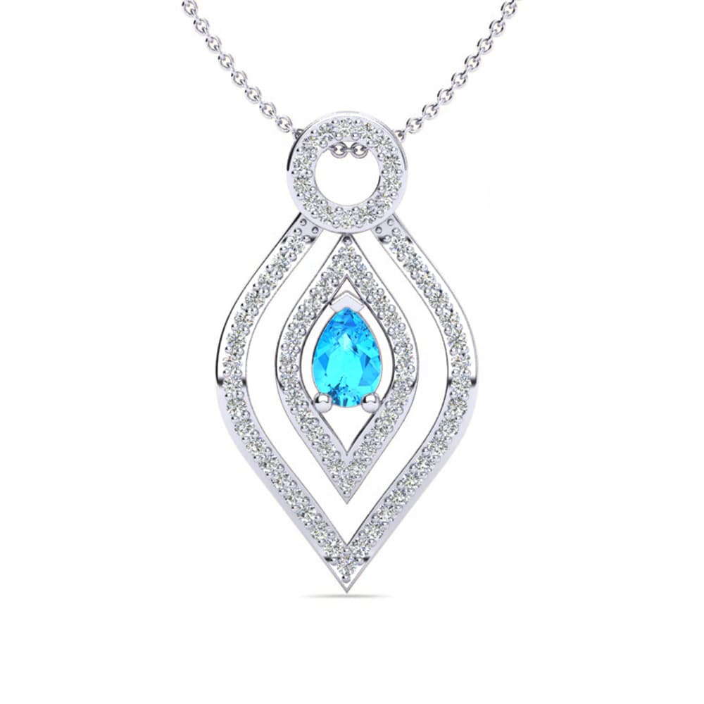 9ct White Gold Blue Topaz Women's Pendant Benigna