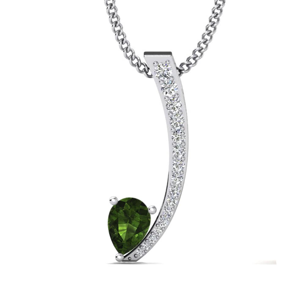 9ct White Gold Green Tourmaline Women's Pendant Berhalla