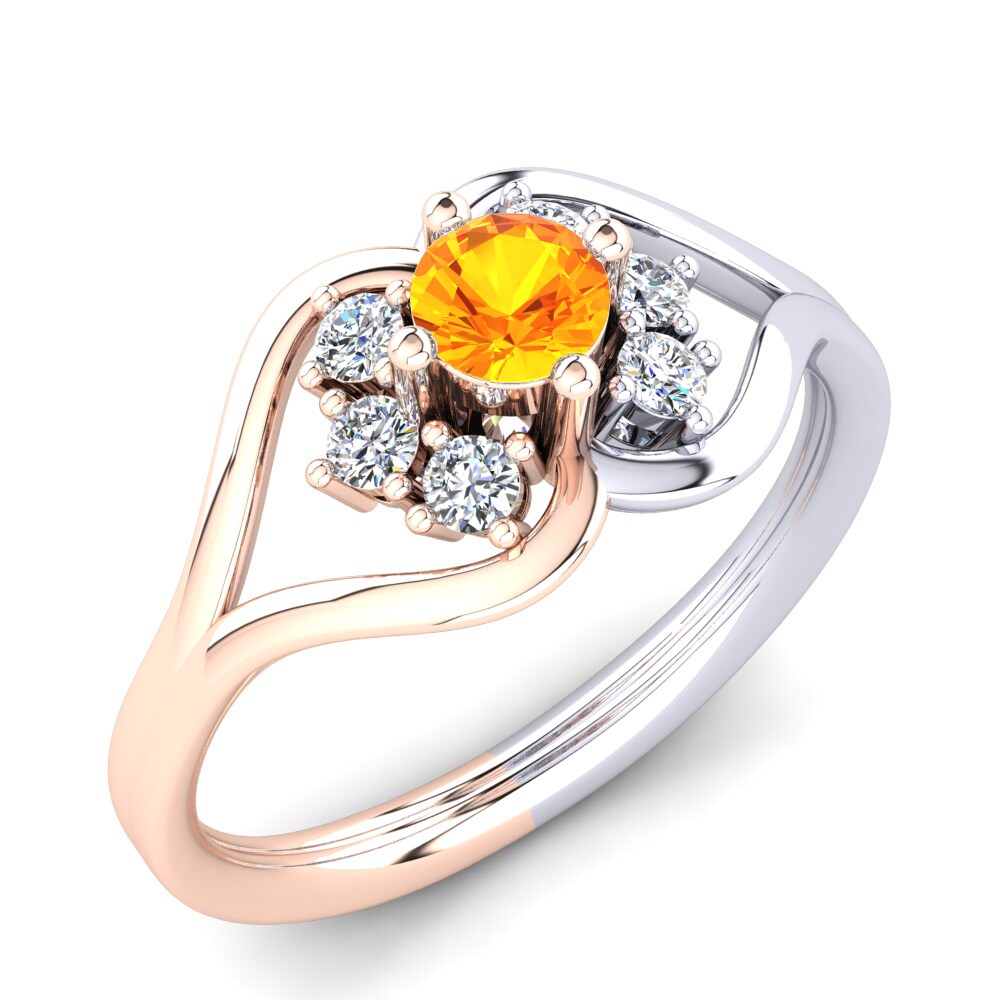 9k Rose & White Gold Citrine Ring Bernelle