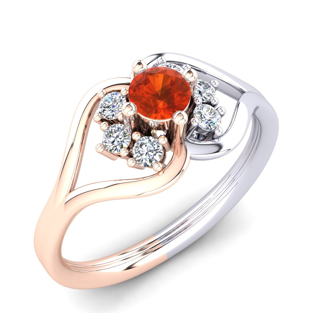 14ct Rose & White Gold Fire Opal Ring Bernelle