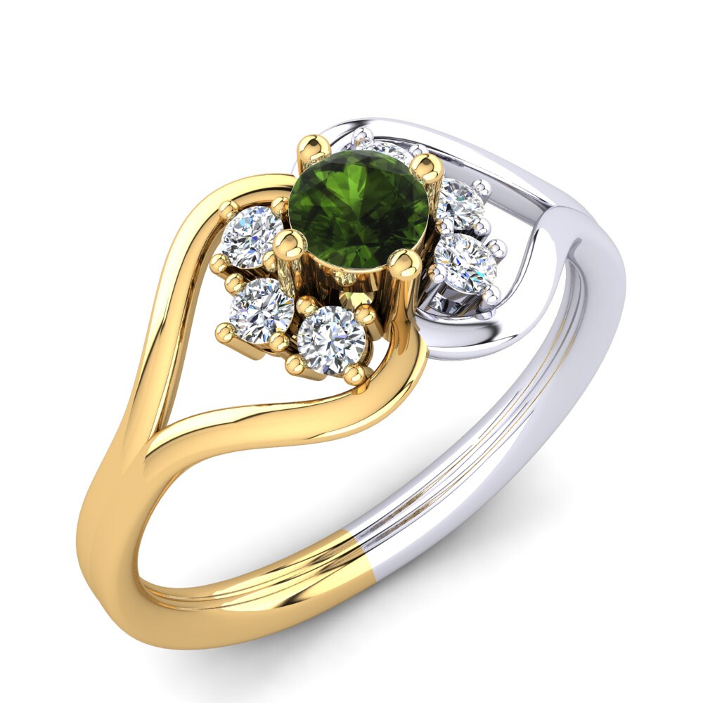 9ct Yellow & White Gold Green Tourmaline Ring Bernelle