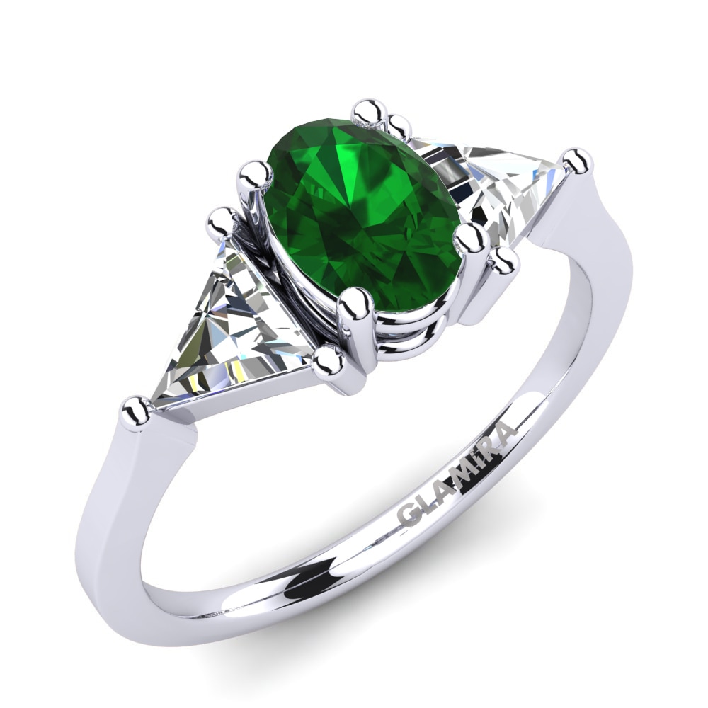 3 & 5 Stones Emerald (Lab Created) Engagement Ring Berthe