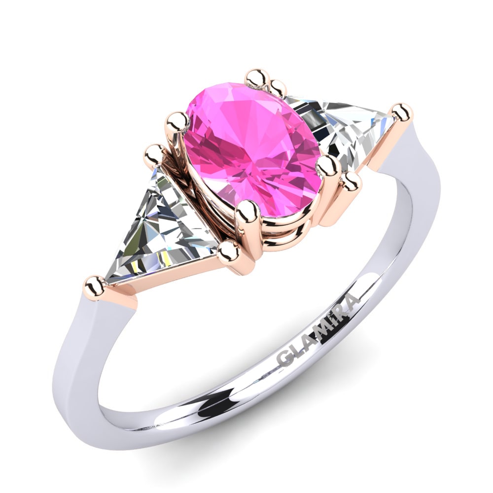 14ct White & Rose Gold Pink Tourmaline Engagement Ring Berthe