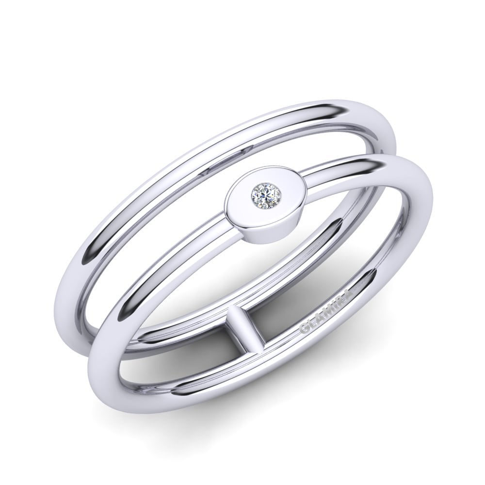 14k Oro Blanco Diamante cultivado en laboratorio Anillo Bertille