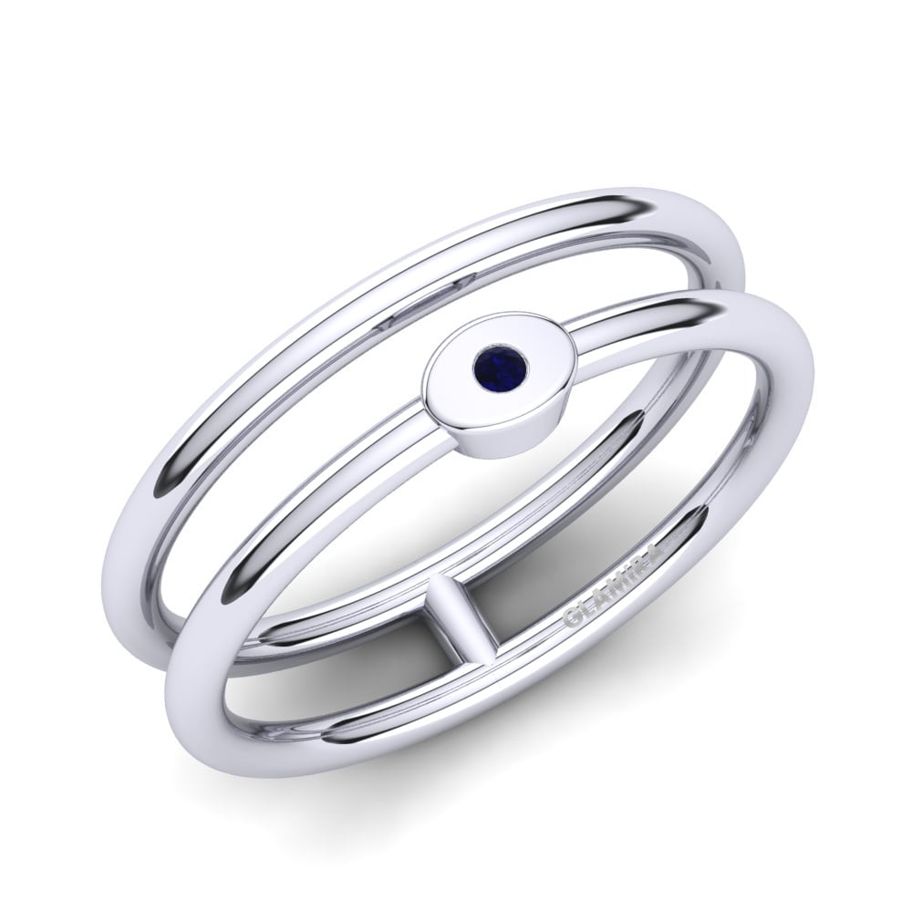 950 Palladium Dark Blue Zirconia Knuckle Ring Bertille