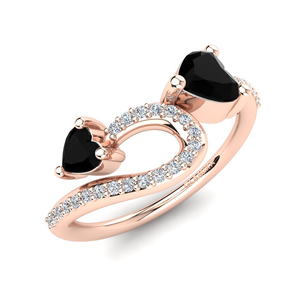 Oro Rosso 585 Diamante Nero Anello Bojana