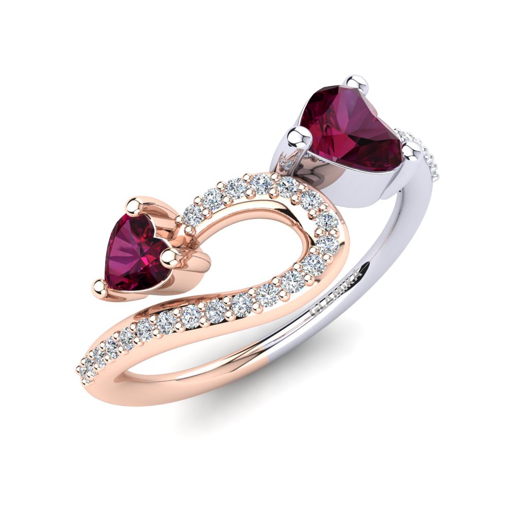 9ct Rose & White Gold Rhodolite Garnet Ring Bojana