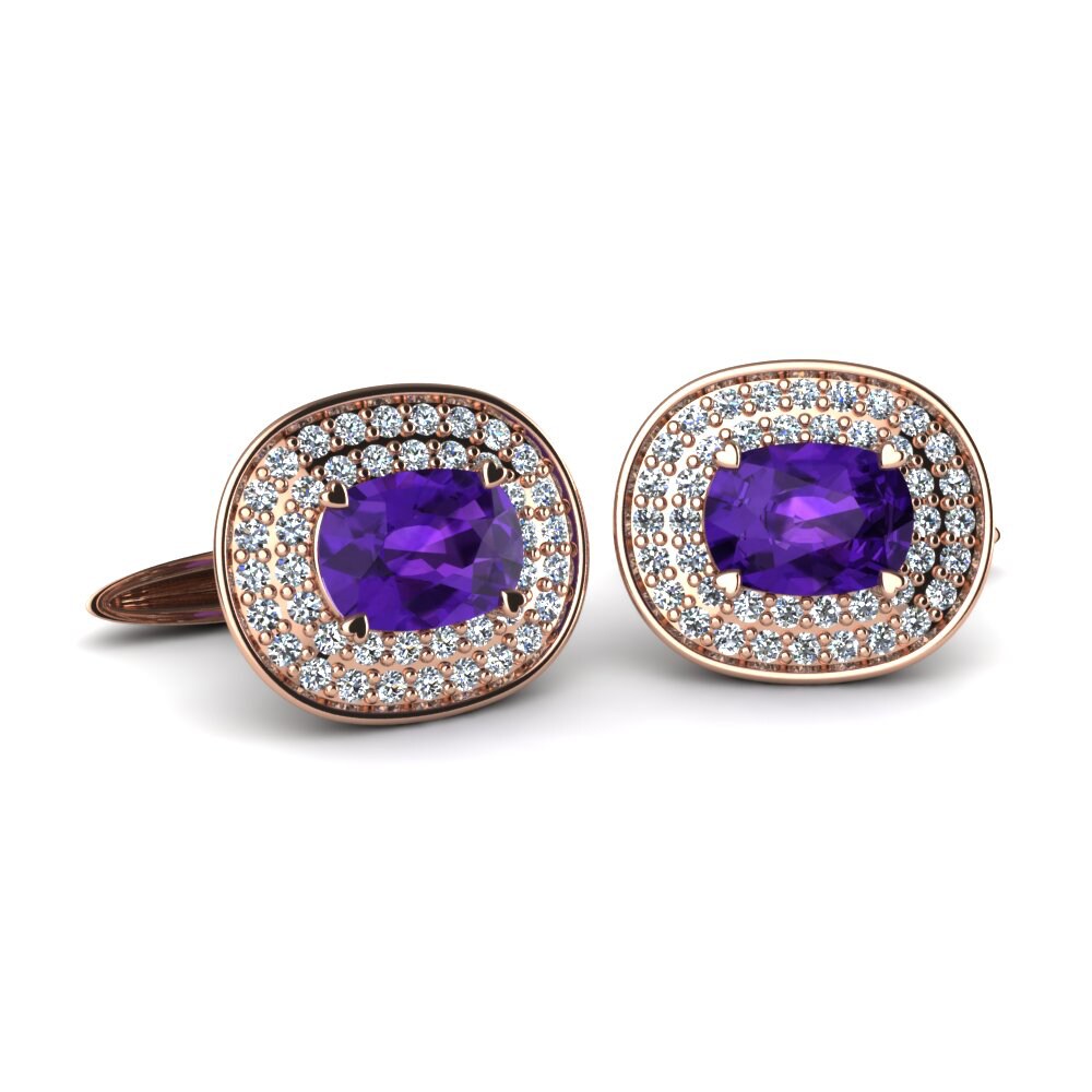 14ct Rose Gold Amethyst Cufflink Apollo