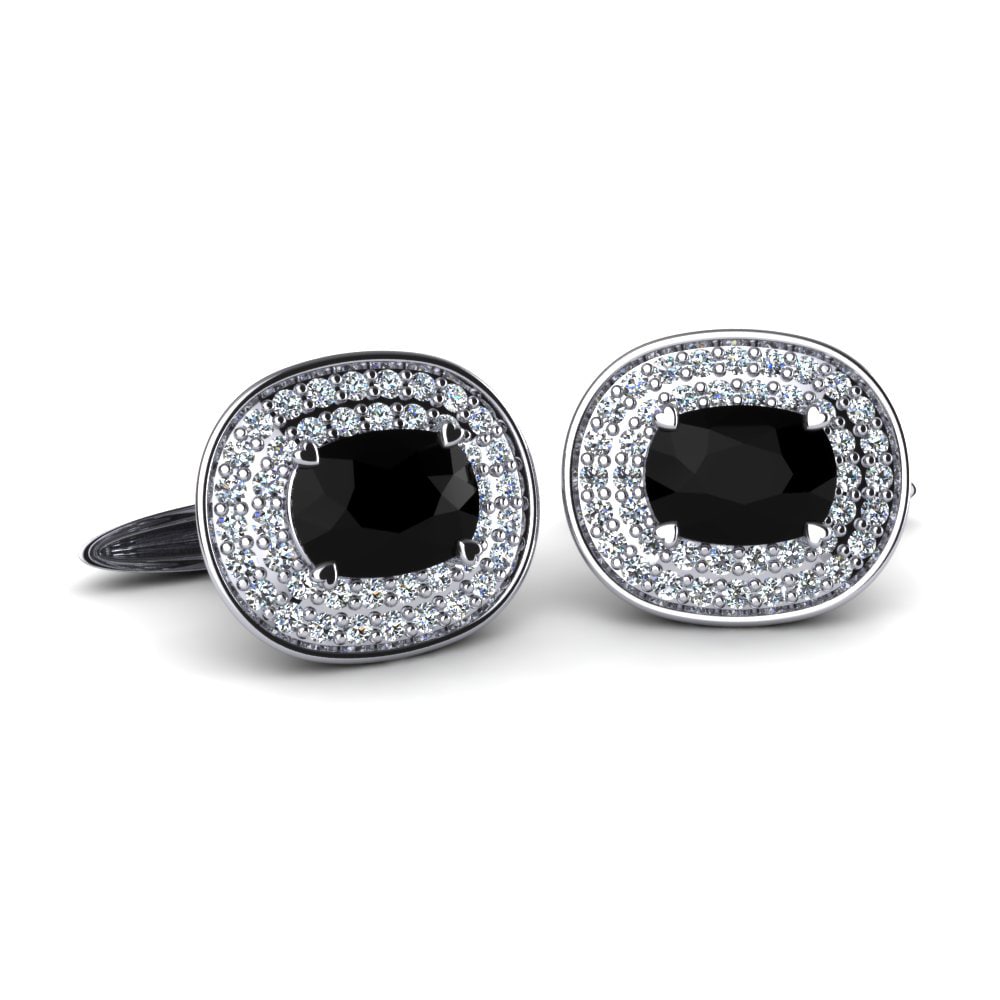 Black Diamond 18k White Gold Cufflink Apollo