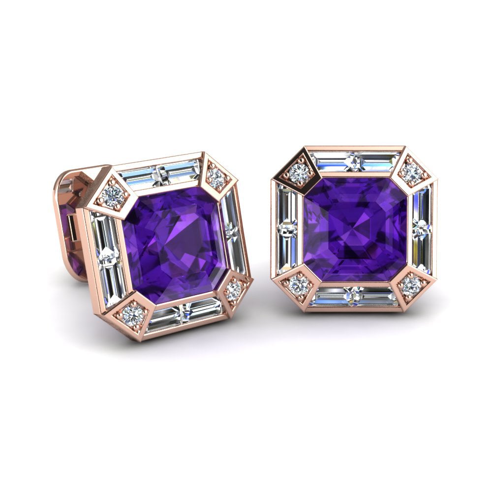 14ct Rose Gold Amethyst Cufflink Exciting Journey