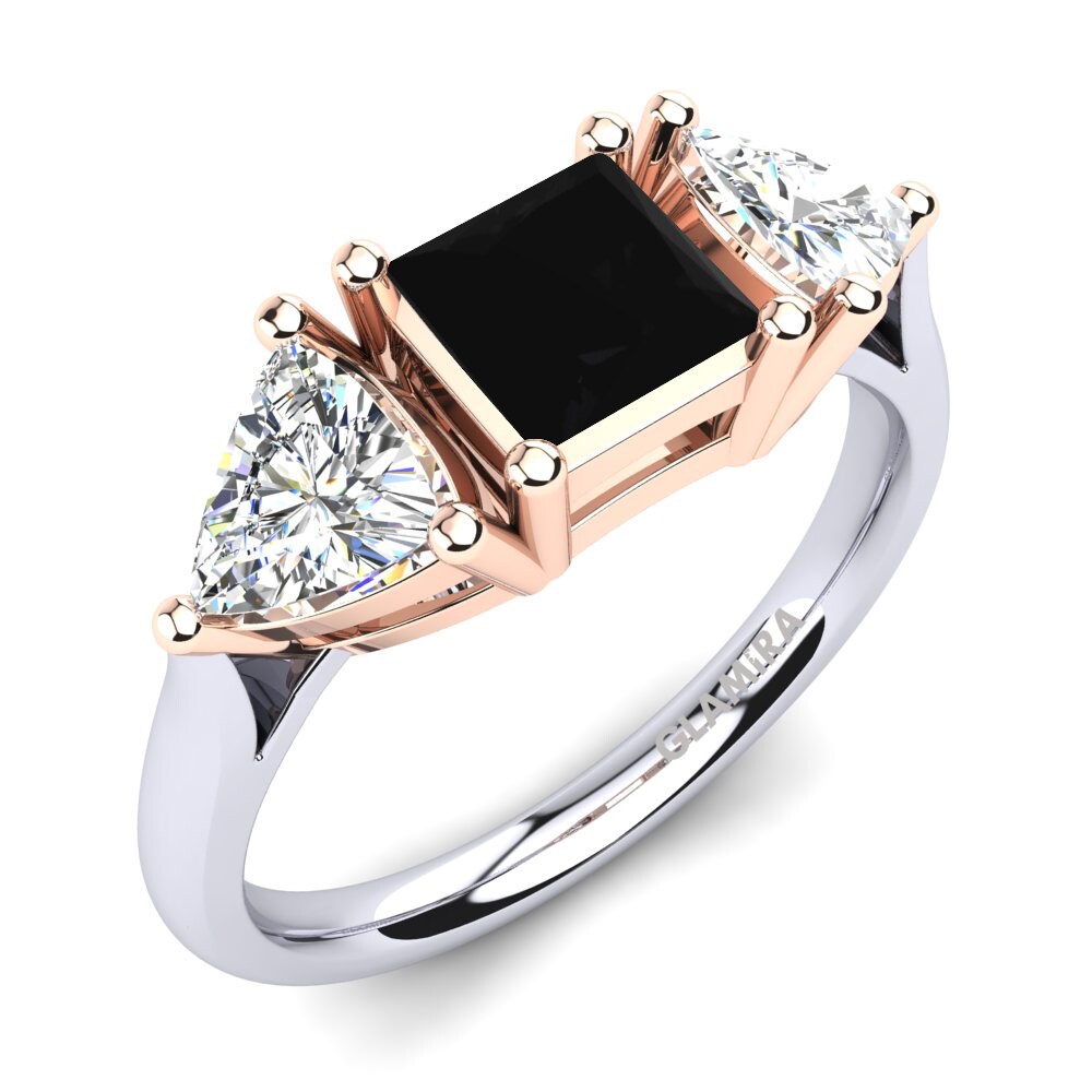 9ct White & Rose Gold Black Onyx Engagement Ring Callia