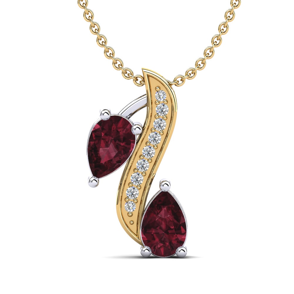 18k Oro Amarillo & Blanco Granate Colgante de Mujer Cardea