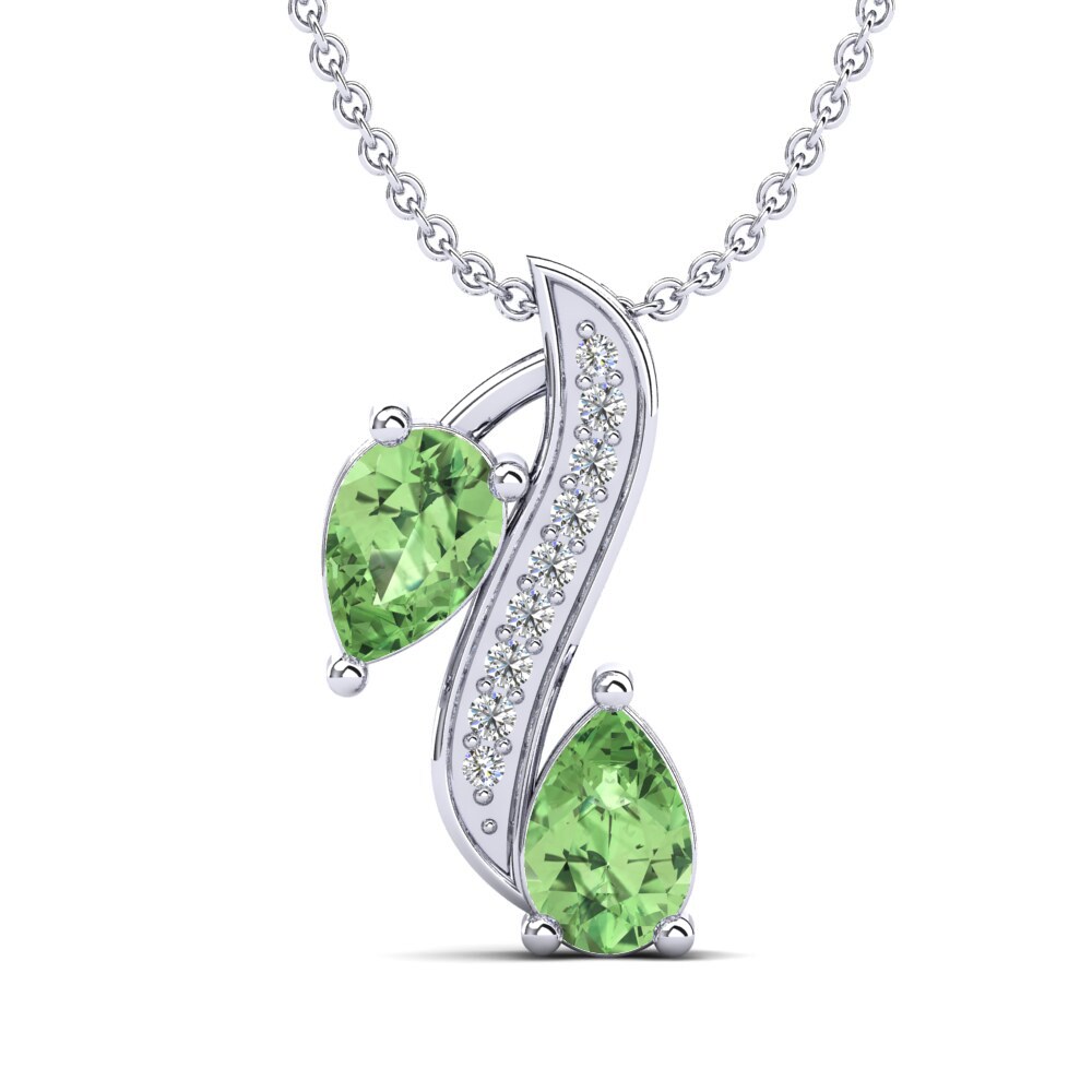 950 Palladium Green Amethyst Women's Pendant Cardea