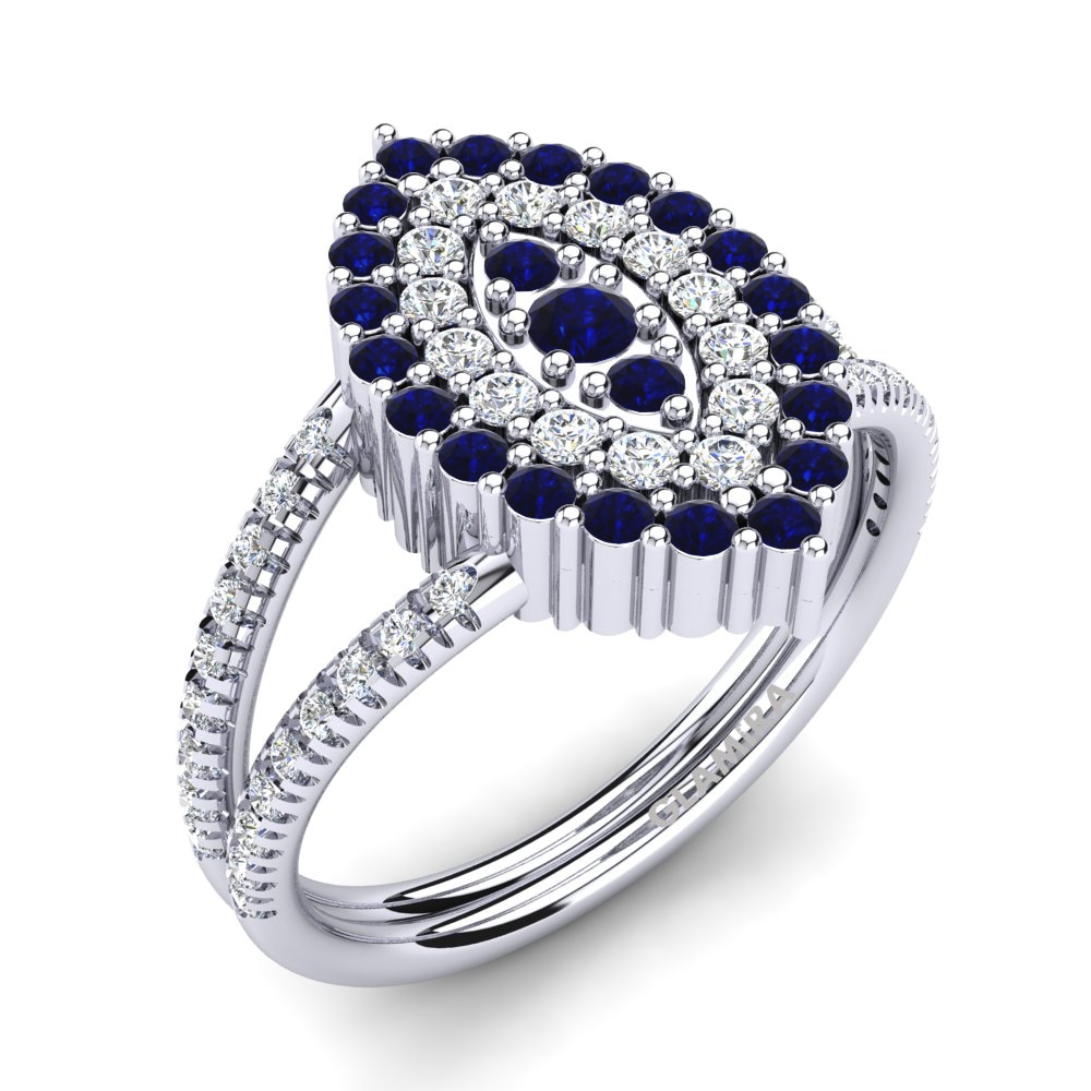 Dunkelblauer Zirkonia Ring Caresse