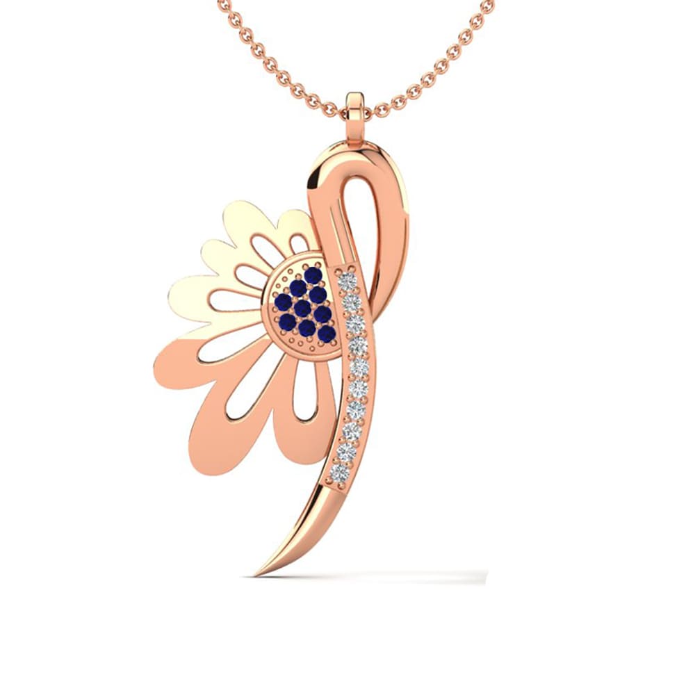 Vàng Hồng 9K Đá Zirconia Xanh Lam Mặt dây chuyền nữ Carilla
