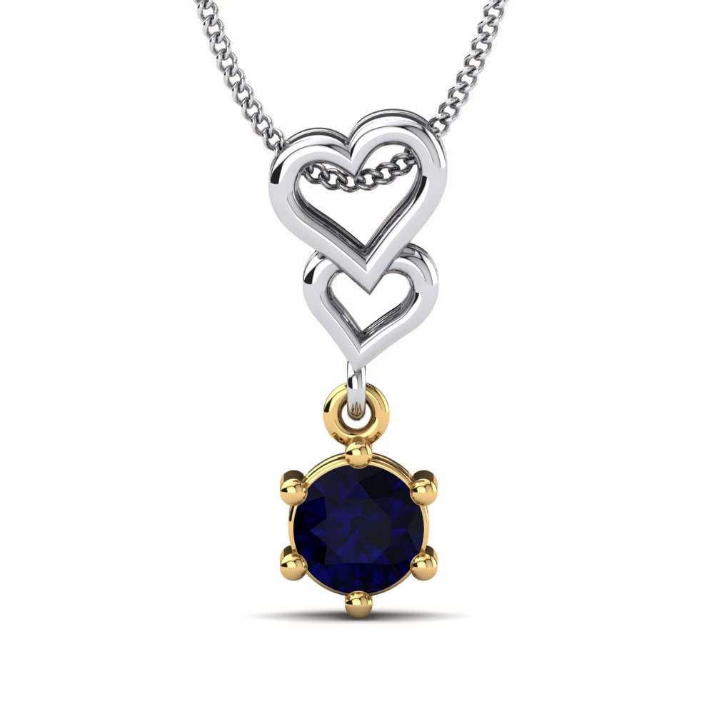 Vàng Trắng-Vàng 9K Đá Sapphire Mặt dây chuyền nữ Carmenta