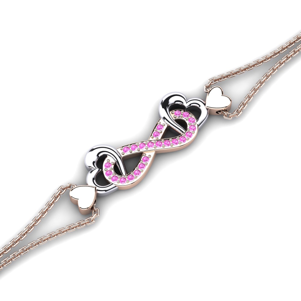 9ct Rose & White Gold Pink Tourmaline Women's Bracelet Castaway