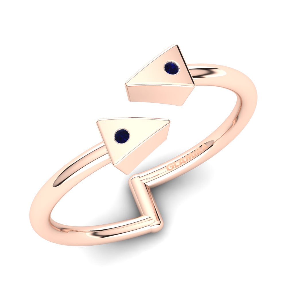 14k Oro Rosa Circonita Azul Oscuro Anillo Celandia