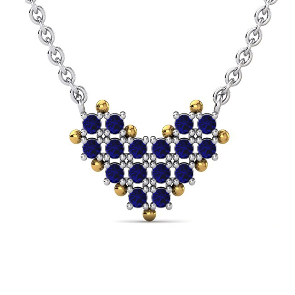Vàng Trắng-Vàng 9K Đá Sapphire Dây chuyền nữ Cella