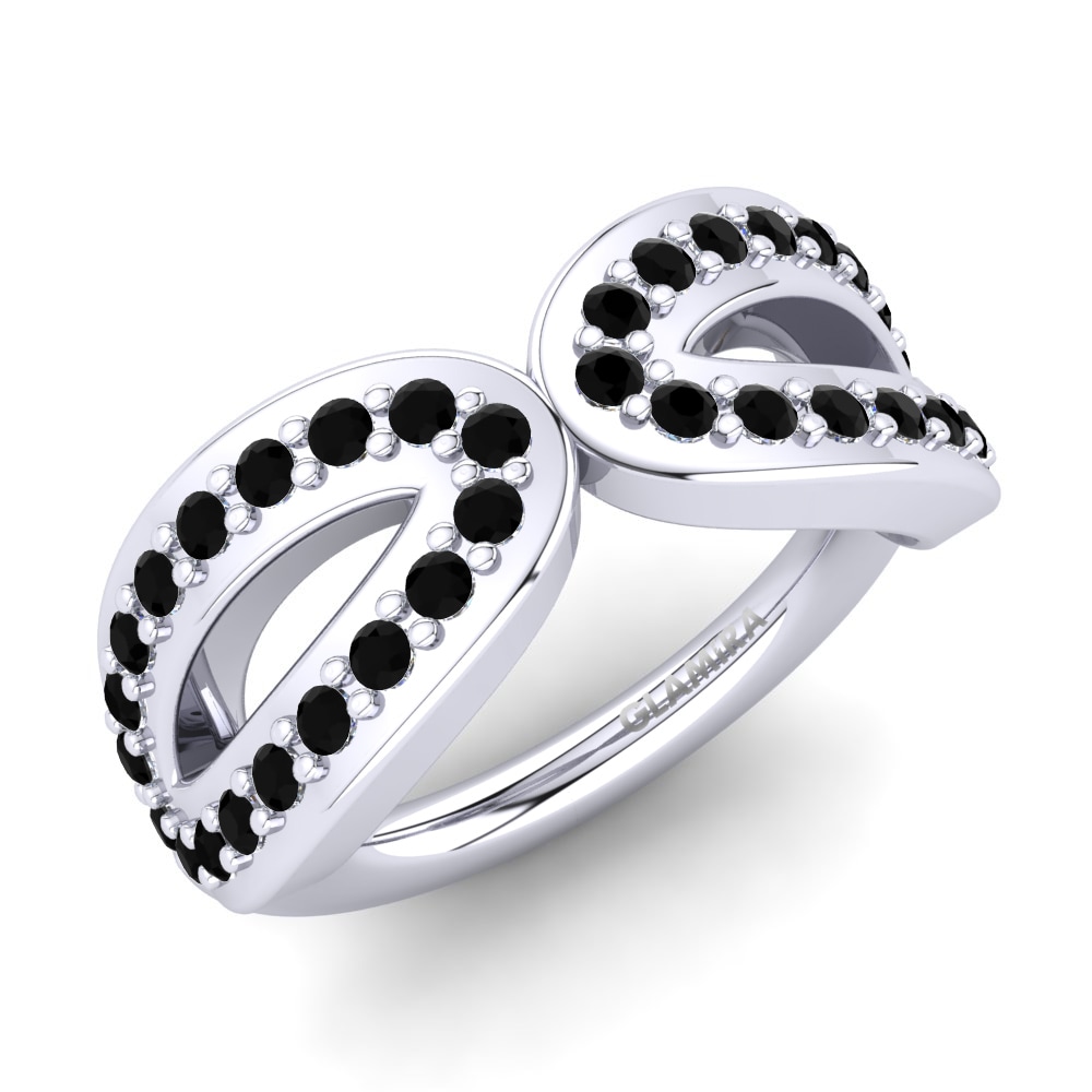 950 Palladium Black Diamond Knuckle Ring Cerelia