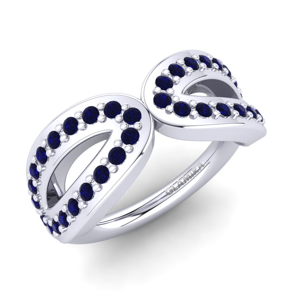 950 Palladium Dark Blue Zirconia Knuckle Ring Cerelia