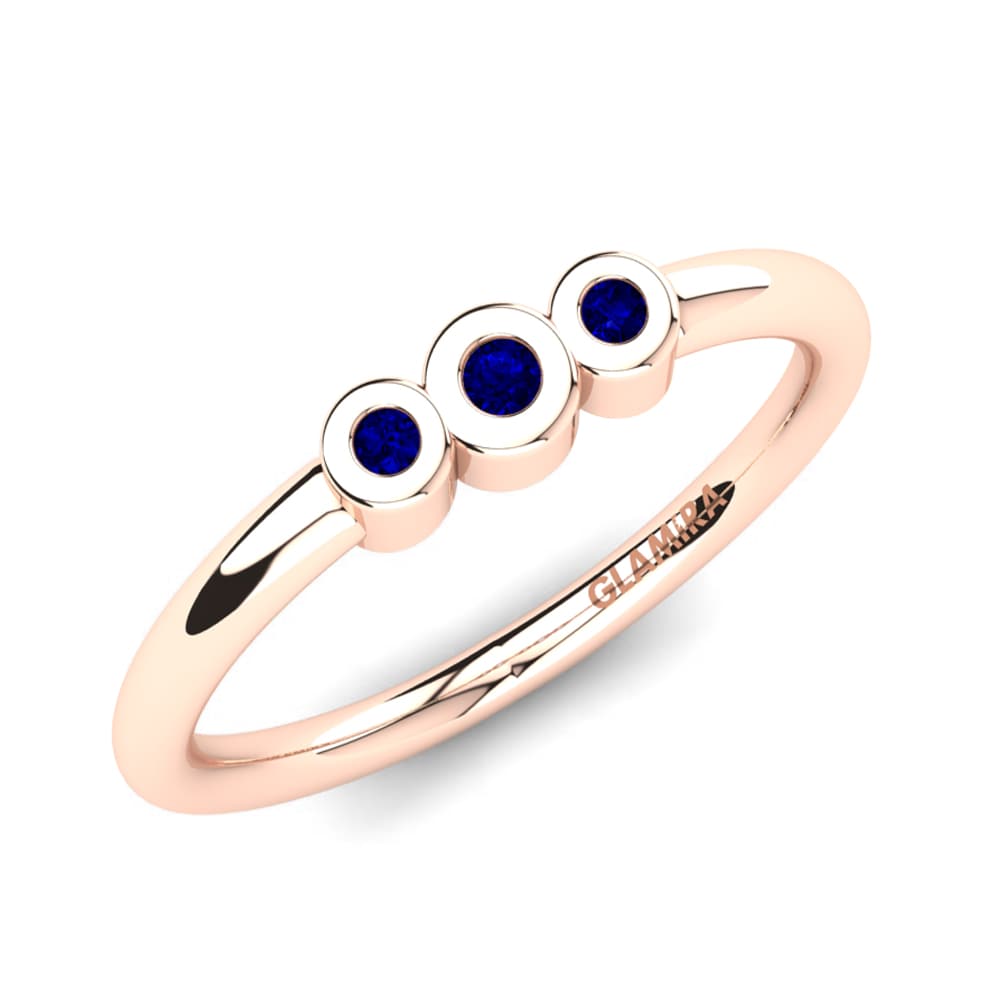 14k Oro Rosa Circonita Azul Oscuro Anillo Chruse
